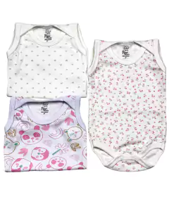 kit body regata canelado estampado c-3 unidades menina