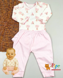 Kit trio de conjunto menina body manga longa e calça saruel na internet