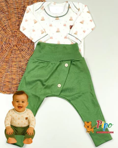 Kit trio de conjunto menino body manga longa e calça saruel - loja online