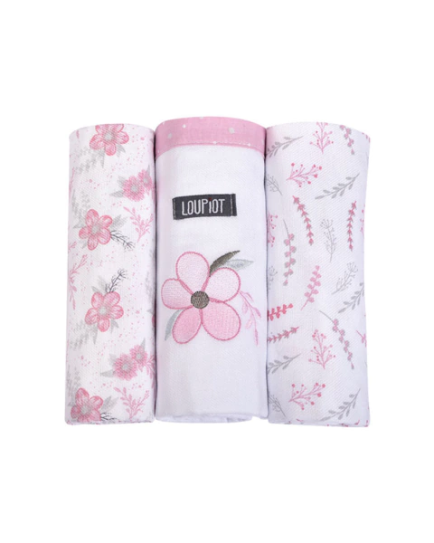 Cueiro manta com 3 unidades Loupiot Menina