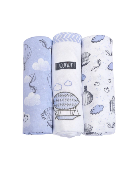 Cueiro manta com 3 unidades Loupiot Menino