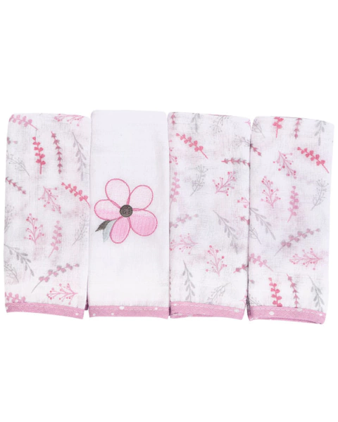 Pano de boca 4 unidades pacote Loupiot Menina