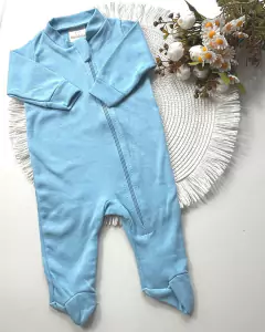 Macacão ziper liso suedine 100% algodão pézinho fechado Menino - comprar online