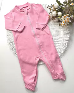 Macacão ziper liso suedine 100% algodão pézinho fechado Menina