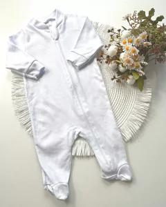 Macacão ziper liso suedine 100% algodão pézinho fechado Menina na internet