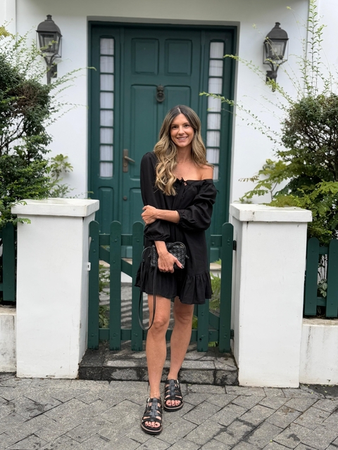 Vestido Flávia curto linho - Preto - comprar online