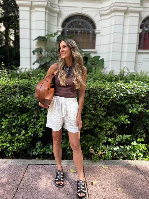 Shorts Linho - Off white - comprar online