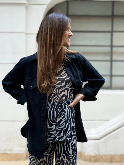 Parka jeans - Preta - comprar online