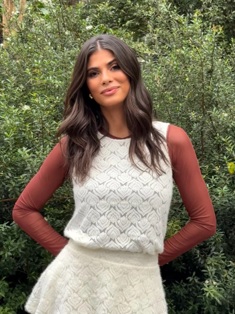 Blusa manga longa tule - Marrom - comprar online