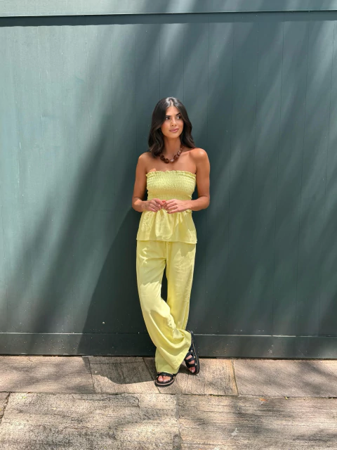 Calça Linho - manteiga - comprar online