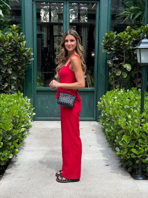 Macacão Rachel linho - Vermelho - comprar online