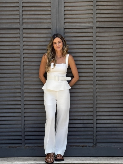 Macacão Rachel linho - Off white - comprar online