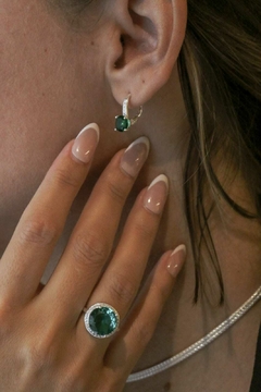 ARO PLATA PIEDRA VERDE BRISURA - comprar online
