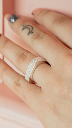 ANILLO PLATA CUADRADO CON ZIRCONES - tienda online