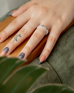 Imagen de ANILLO PLATA CON OJITOS Y CUBIC