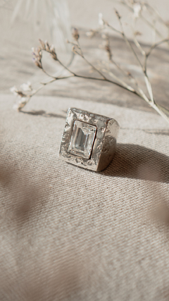 ANILLO PLATA Y CRISTAL RECTANGULAR - comprar online