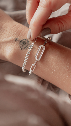 PULSERA PLATA COMBINADA ESLABON Y PIEDRA en internet