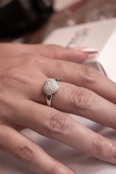 ANILLO PLATA CORAZÓN MICROPAVE - AMS