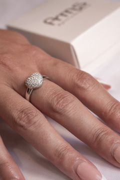 ANILLO PLATA CORAZÓN MICROPAVE - comprar online