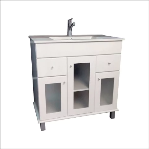 Vanitory M 3P 2C (Vidriado) + Mesada Loza