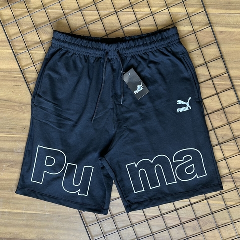 Bermuda Puma Logo Moletom Preta - comprar online