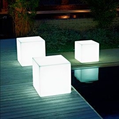 Cubo Asiento Puff Luminoso Fiestas Eventos 40x40cm