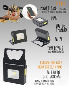 Reflector Portatil Alta Potencia Linterna Power Bank Led Usb - comprar online