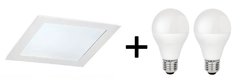 Spot Plafon De Embutir Blanco 20x20cm + 2 Lamparas Led