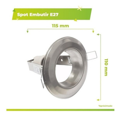 Spot Plafon De Embutir Para Lampara Led E27 Acero - Minimal Iluminacion