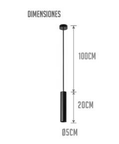 Colgante 2 Luces Tubo Apto Led Cilindro Corto - Minimal Iluminacion