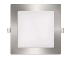 Panel Plafon Led Embutir 18w Cuadrado Acero Plateado Techo