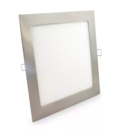 Panel Plafon Led Embutir 18w Cuadrado Acero Plateado Techo - comprar online