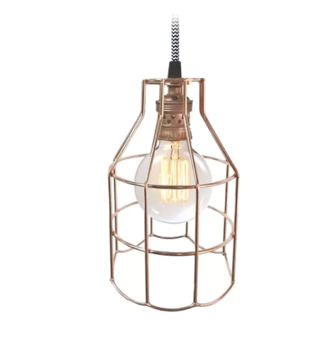 Lampara Colgante Cobre Vintage Apto Led Industrial