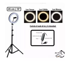 Aro De Luz Led 26 Cm Con Trípode Portatil Selfie - Minimal Iluminacion