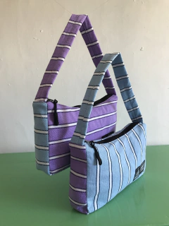 Upcycling x #Bardo - Baguette bag Stripes celeste en internet