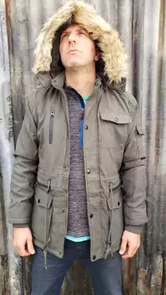 PARKA GABARDINA HOMBRE CAPUCHA DE PIEL