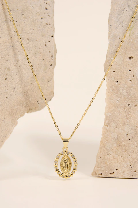 COLLAR CADENA VENECIANA VIRGEN MINI STRAS