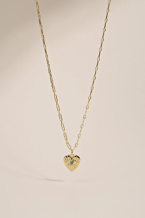COLLAR CADENA CLIP CONDIJE CORAZÓN OJO TURCO GOLD