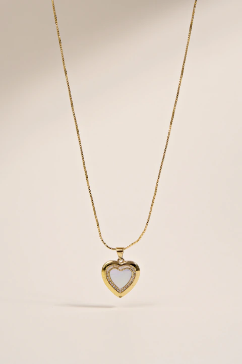 COLLAR CADENA FINA CORAZON NACAR