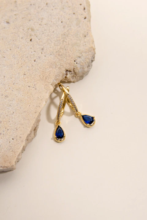 ARO ARGOLLAS STRAS GOLD OJITO GOTA
