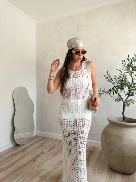 VESTIDO LARGO CROCHET LUZ BLANCO