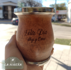 Mate copa de madera con borde acero inox chato en internet