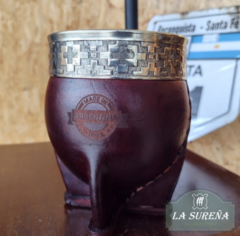 Mate imperial calabaza, forrado cuero, alpaca y virola lisa - comprar online