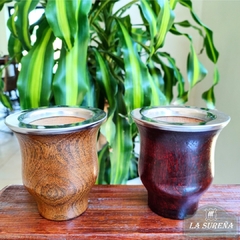 mate de madera bocon con borde de acero inoxidable chato
