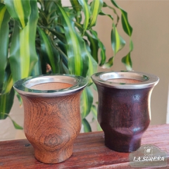 mate de madera bocon con borde de acero inoxidable chato - LA SUREÑA