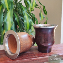 mate de madera bocon con borde de acero inoxidable chato en internet