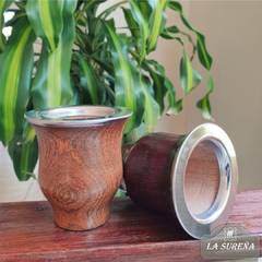 mate de madera bocon con borde de acero inoxidable chato - comprar online