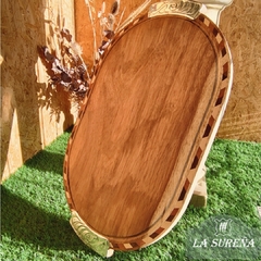 Tabla asado cuadrada madera con alpaca