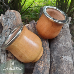 Mate de madera y virola lisa alpaca