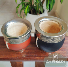 Mate imperial de calabaza doble alpaca y base - LA SUREÑA